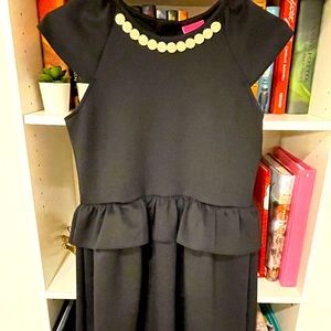 Lilly Pulitzer black peplum dress with gold accents!